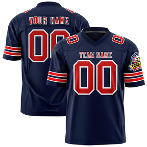 Custom Navy Red-White Personalized Classic Authentic Football Jersey