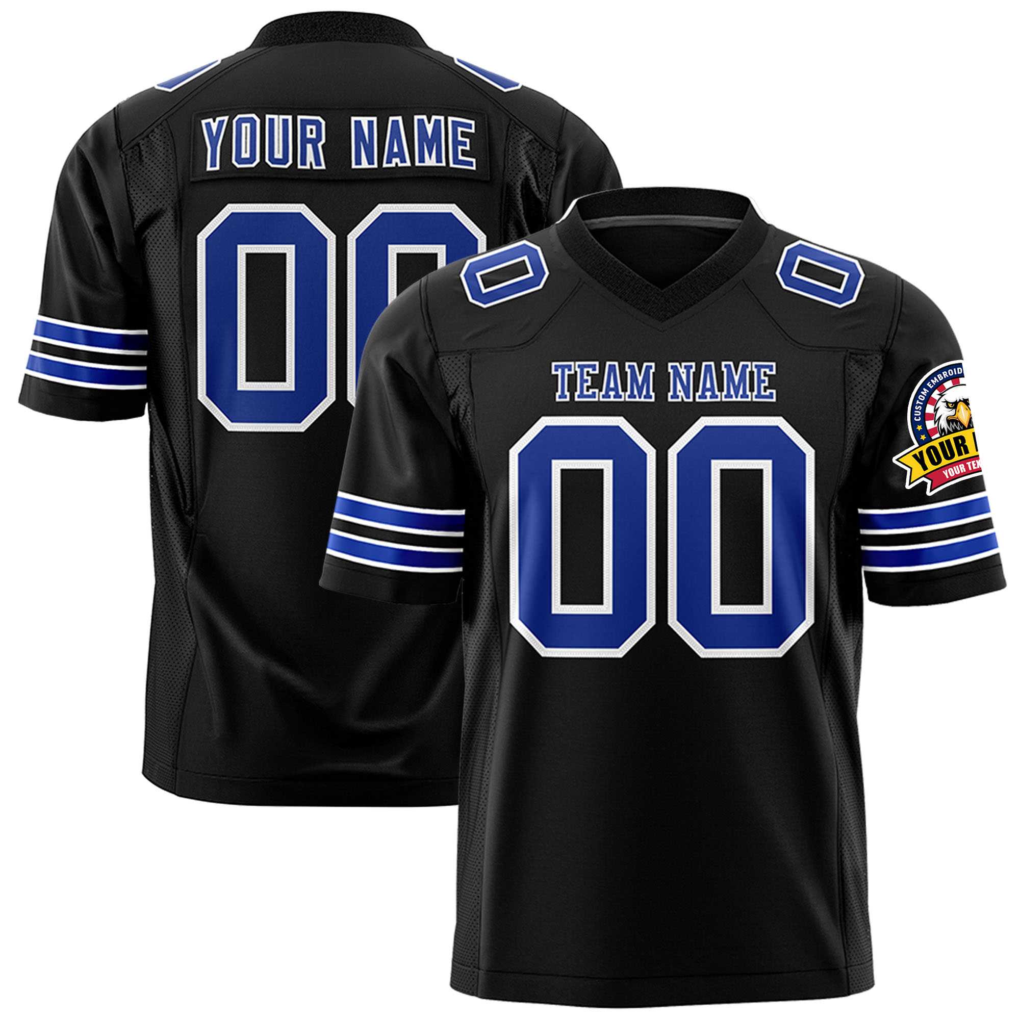 Custom Black Royal-White Personalized Classic Authentic Football Jersey