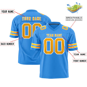 Custom Powder Blue Yellow-White Personalized Classic Authentic Football Jersey