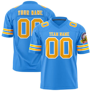 Custom Powder Blue Yellow-White Personalized Classic Authentic Football Jersey