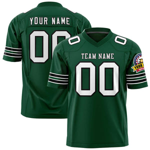 Custom Green White-Black Personalized Classic Authentic Football Jersey