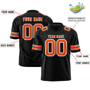 Custom Black Orange-White Personalized Classic Authentic Football Jersey