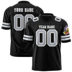 Custom Black Gray-White Personalized Classic Authentic Football Jersey