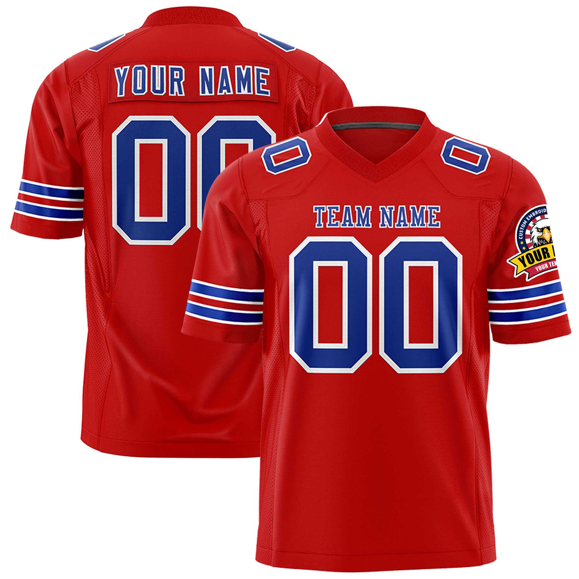 Custom Red Royal-White Personalized Classic Authentic Football Jersey