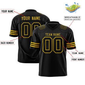 Custom Black Old Gold Personalized Classic Authentic Football Jersey