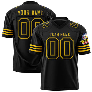 Custom Black Old Gold Personalized Classic Authentic Football Jersey