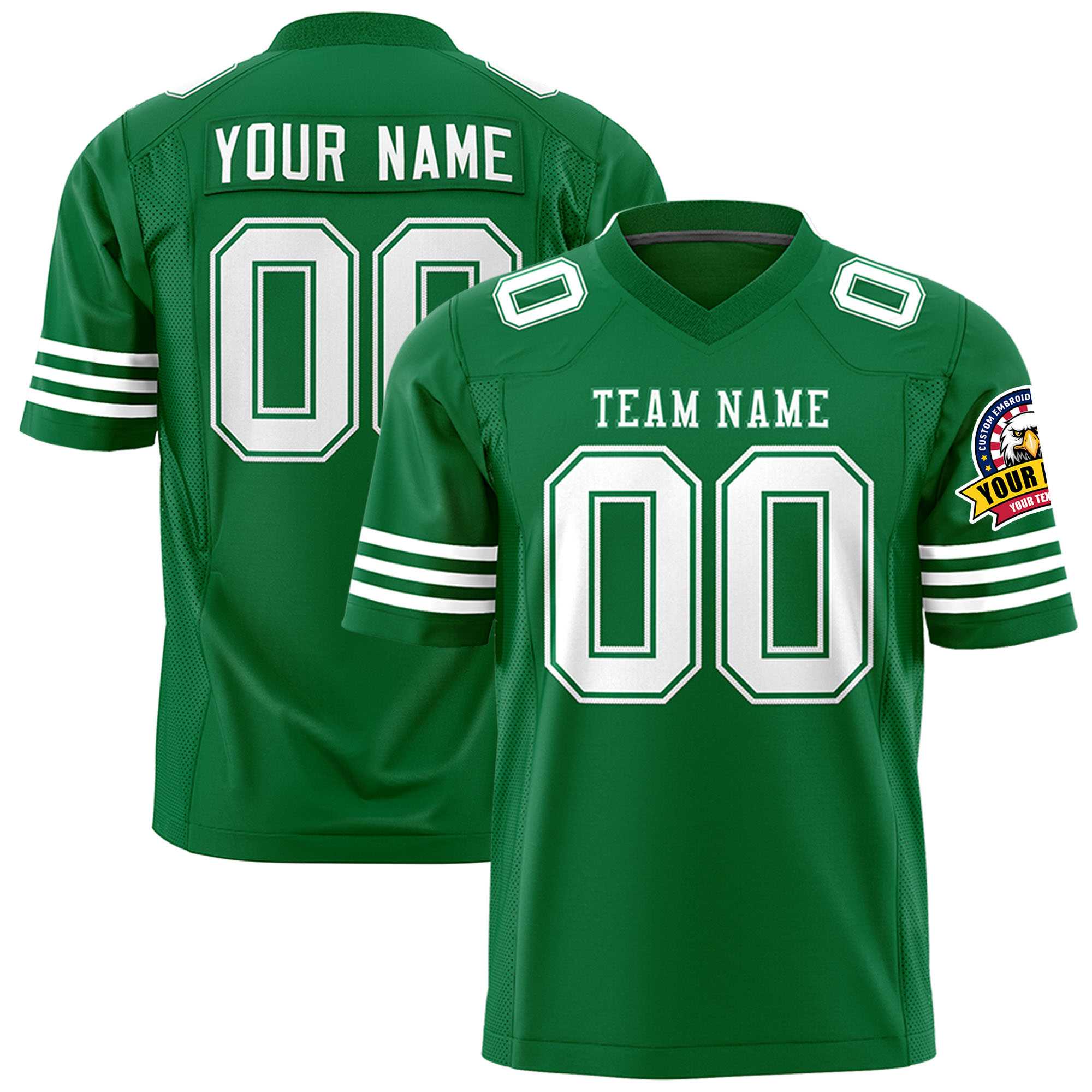 Custom Kelly Green White Personalized Classic Authentic Football Jersey