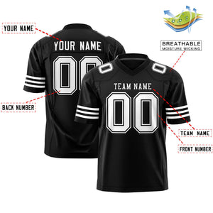 Custom Black White Personalized Classic Authentic Football Jersey