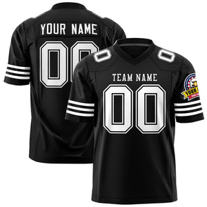 Custom Black White Personalized Classic Authentic Football Jersey