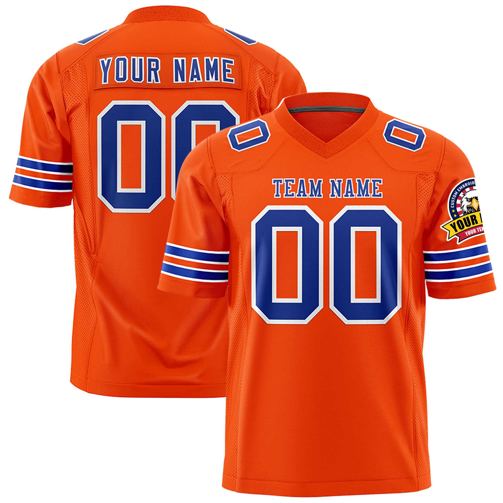 Custom Orange Royal-White Personalized Classic Authentic Football Jersey