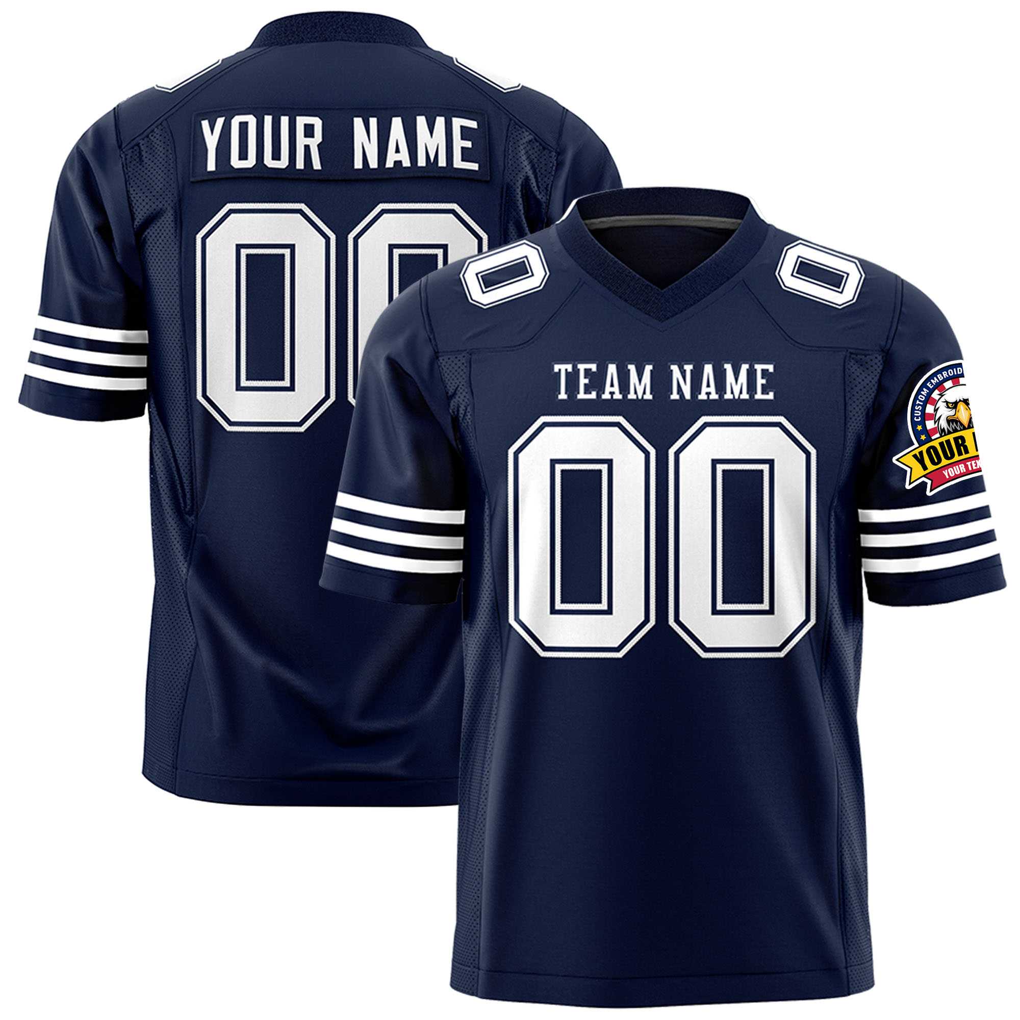 Custom Navy White Personalized Classic Authentic Football Jersey