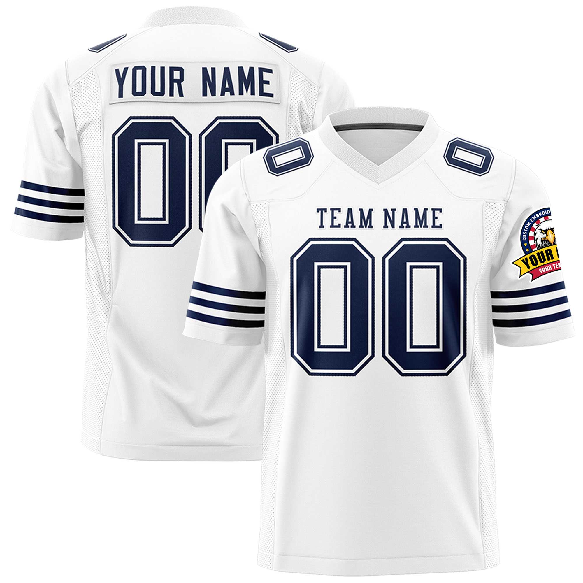 Custom White Navy Personalized Classic Authentic Football Jersey