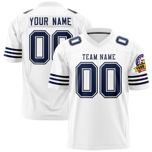 Custom White Navy Personalized Classic Authentic Football Jersey