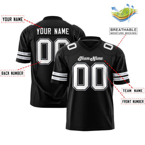 Custom Black White-Gray Personalized Classic Authentic Football Jersey