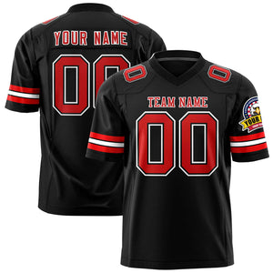 Custom Black Red-White Personalized Classic Authentic Football Jersey