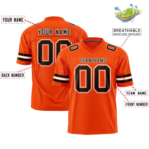 Custom Orange Black-White Personalized Classic Authentic Football Jersey