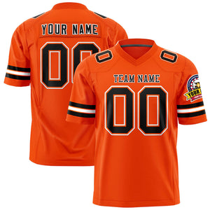 Custom Orange Black-White Personalized Classic Authentic Football Jersey