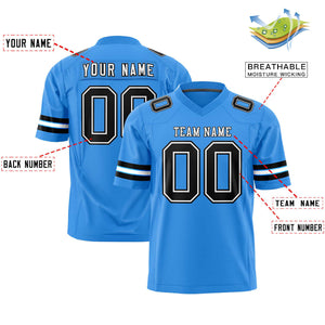 Custom Powder Blue White-Black Personalized Classic Authentic Football Jersey