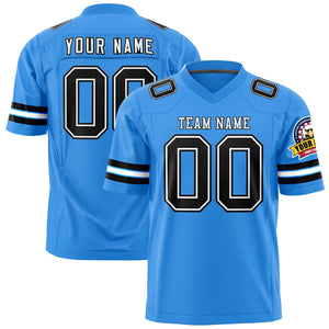 Custom Powder Blue White-Black Personalized Classic Authentic Football Jersey