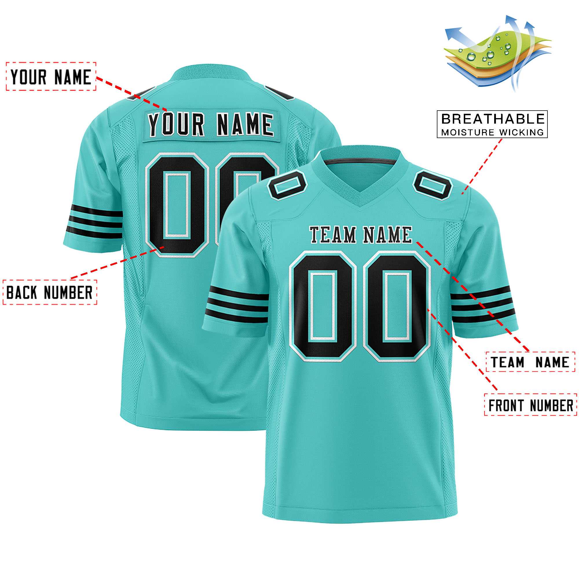 Custom Bright Green Black-White Personalized Classic Authentic Football Jersey