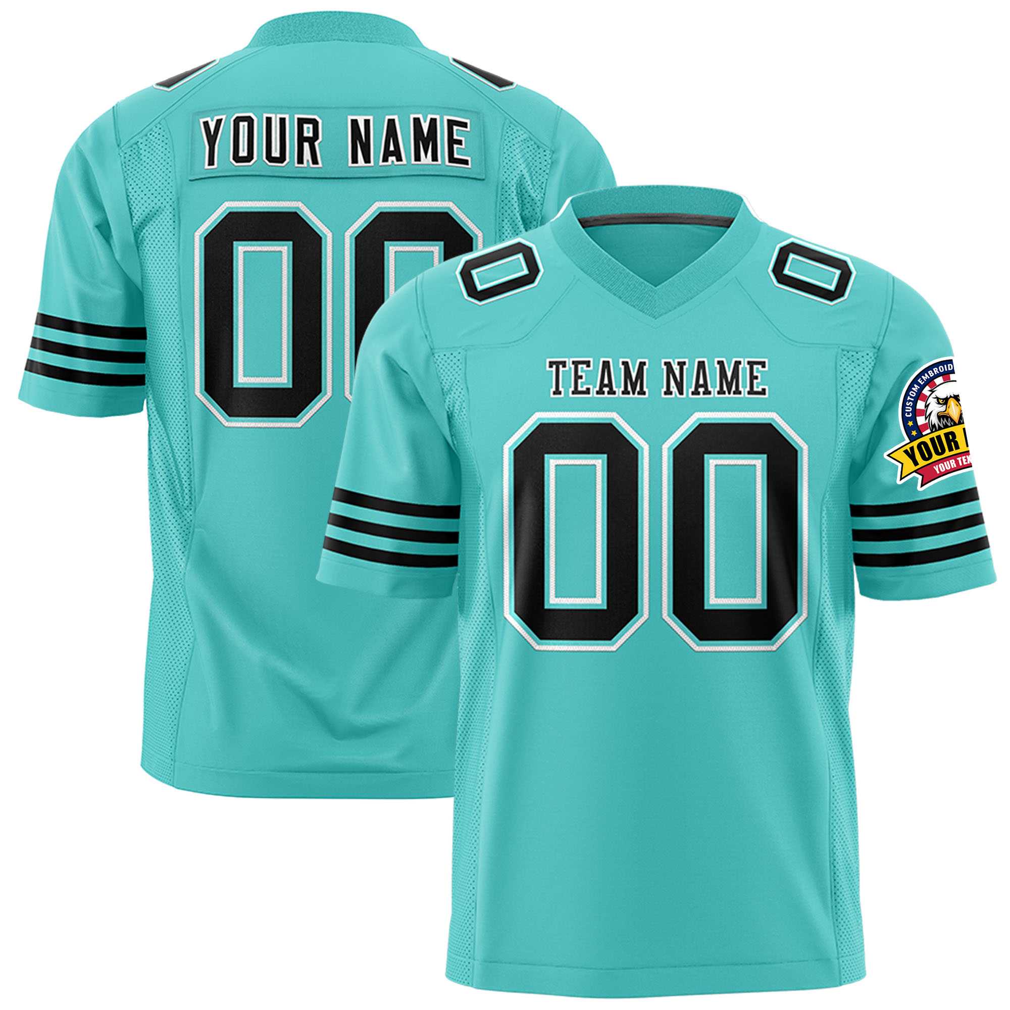 Custom Bright Green Black-White Personalized Classic Authentic Football Jersey