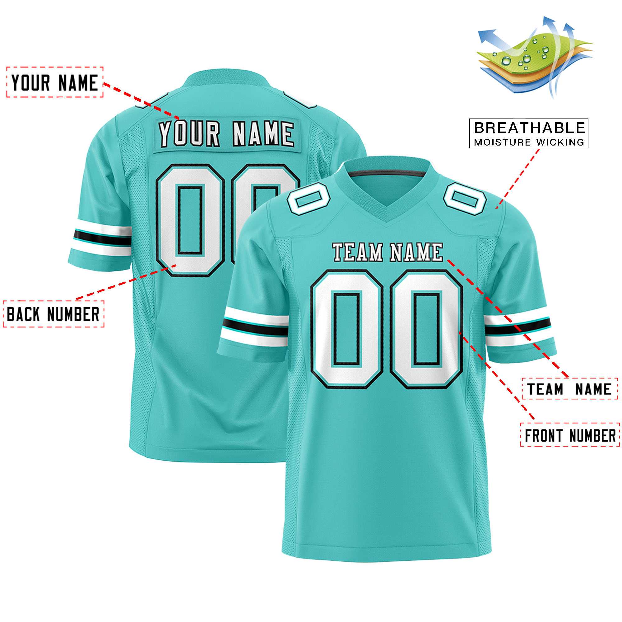 Custom Bright Green White-Black Personalized Classic Authentic Football Jersey