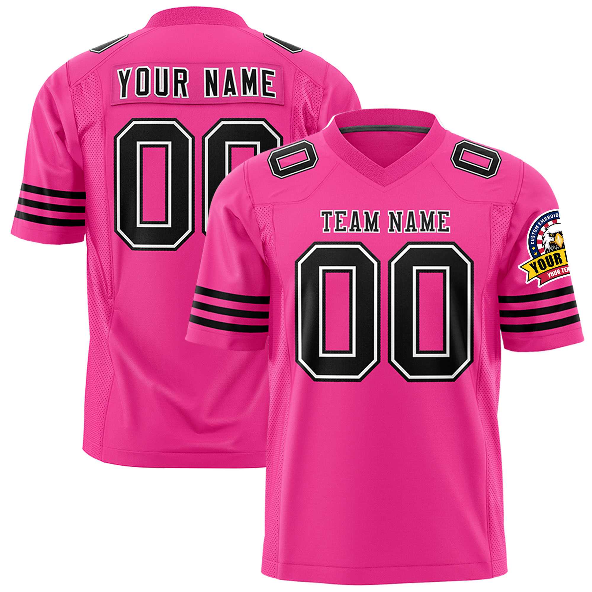 Custom Rose Red Black-White Personalized Classic Authentic Football Jersey