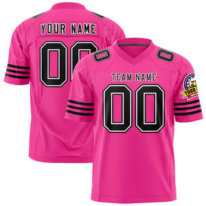 Custom Rose Red Black-White Personalized Classic Authentic Football Jersey