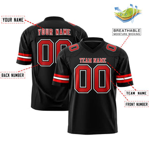 Custom Black Red-White Personalized Classic Authentic Football Jersey