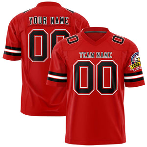 Custom Red Black-White Personalized Classic Authentic Football Jersey