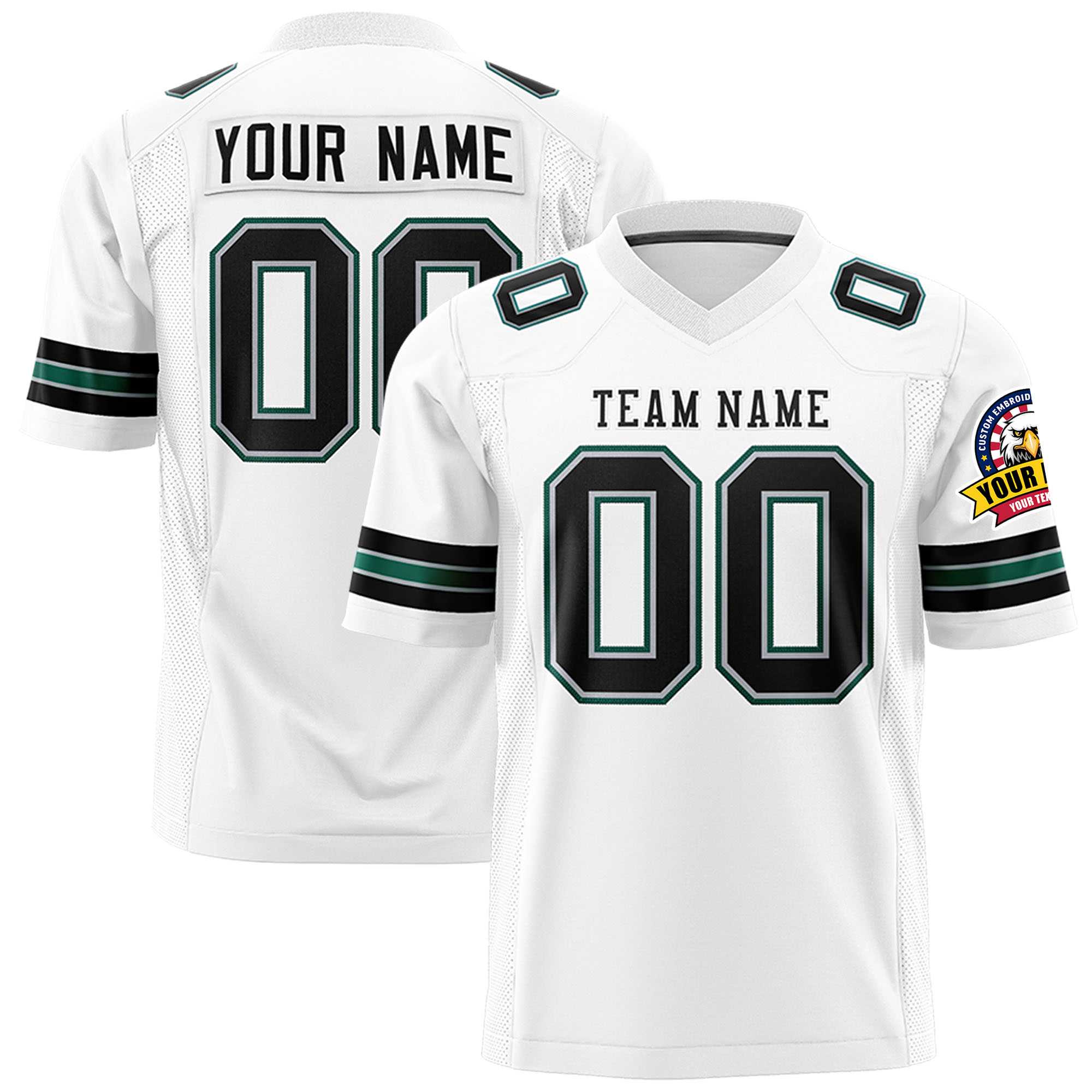 Custom White Black Personalized Classic Authentic Football Jersey