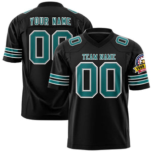 Custom Black Aqua-White Personalized Classic Authentic Football Jersey