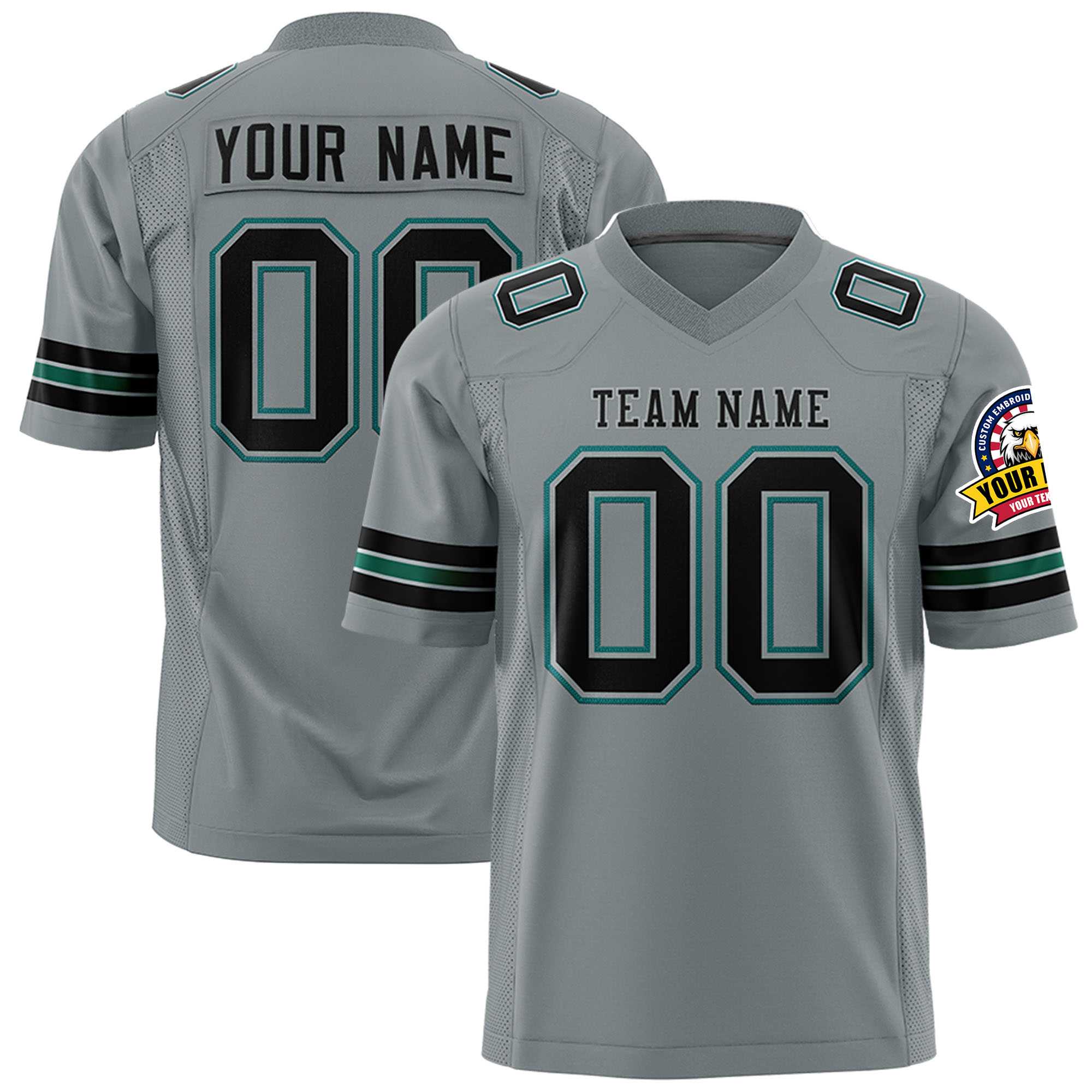 Custom Dark Gray Black Personalized Classic Authentic Football Jersey