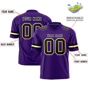 Custom Purple Black-White Personalized Classic Authentic Football Jersey