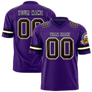 Custom Purple Black-White Personalized Classic Authentic Football Jersey