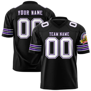 Custom Black White-Purple Personalized Classic Authentic Football Jersey