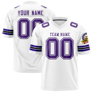 Custom White Purple Personalized Classic Authentic Football Jersey