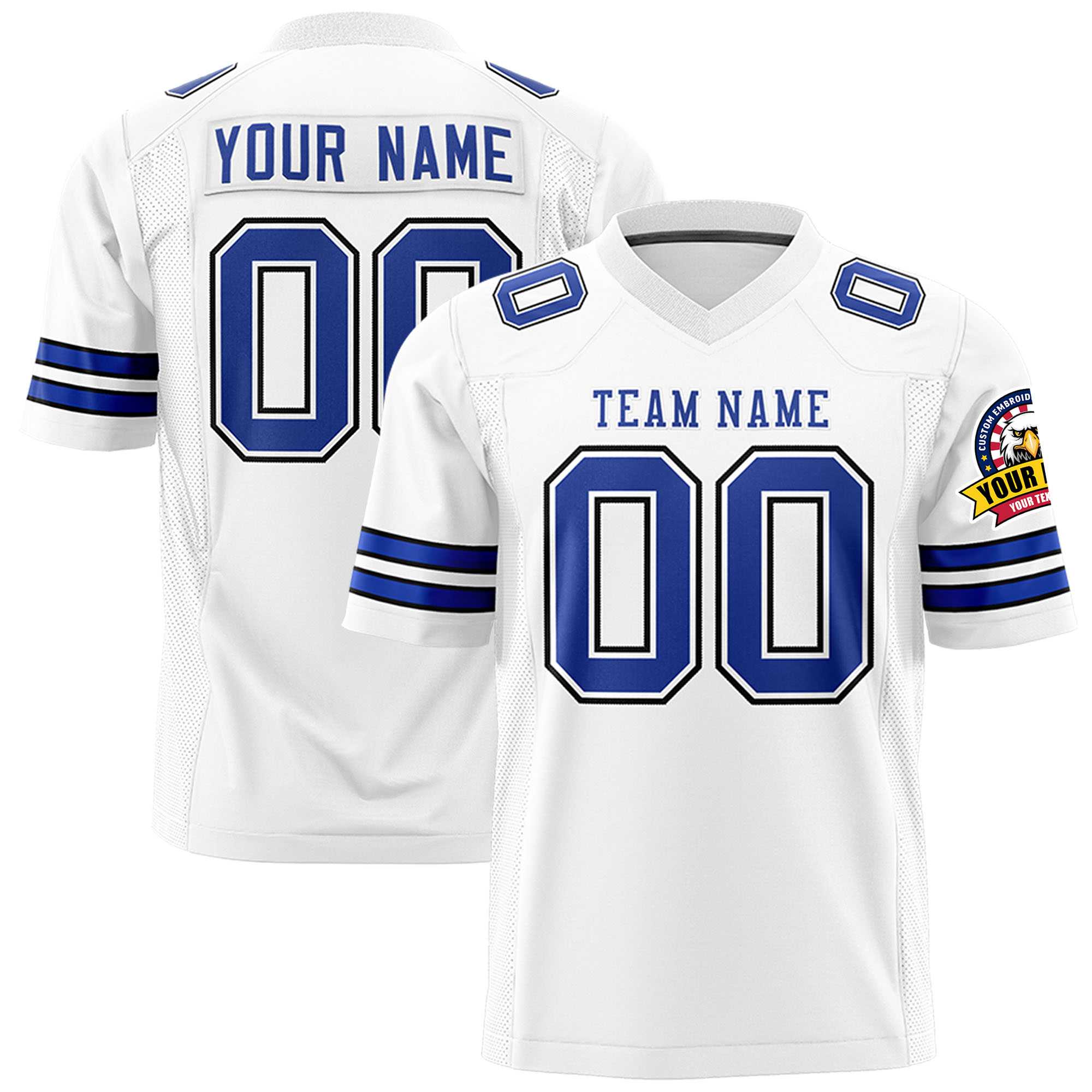 Custom White Royal Personalized Classic Authentic Football Jersey