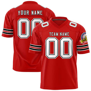 Custom Red White-Black Personalized Classic Authentic Football Jersey