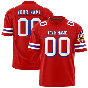 Custom Red White-Royal Personalized Classic Authentic Football Jersey