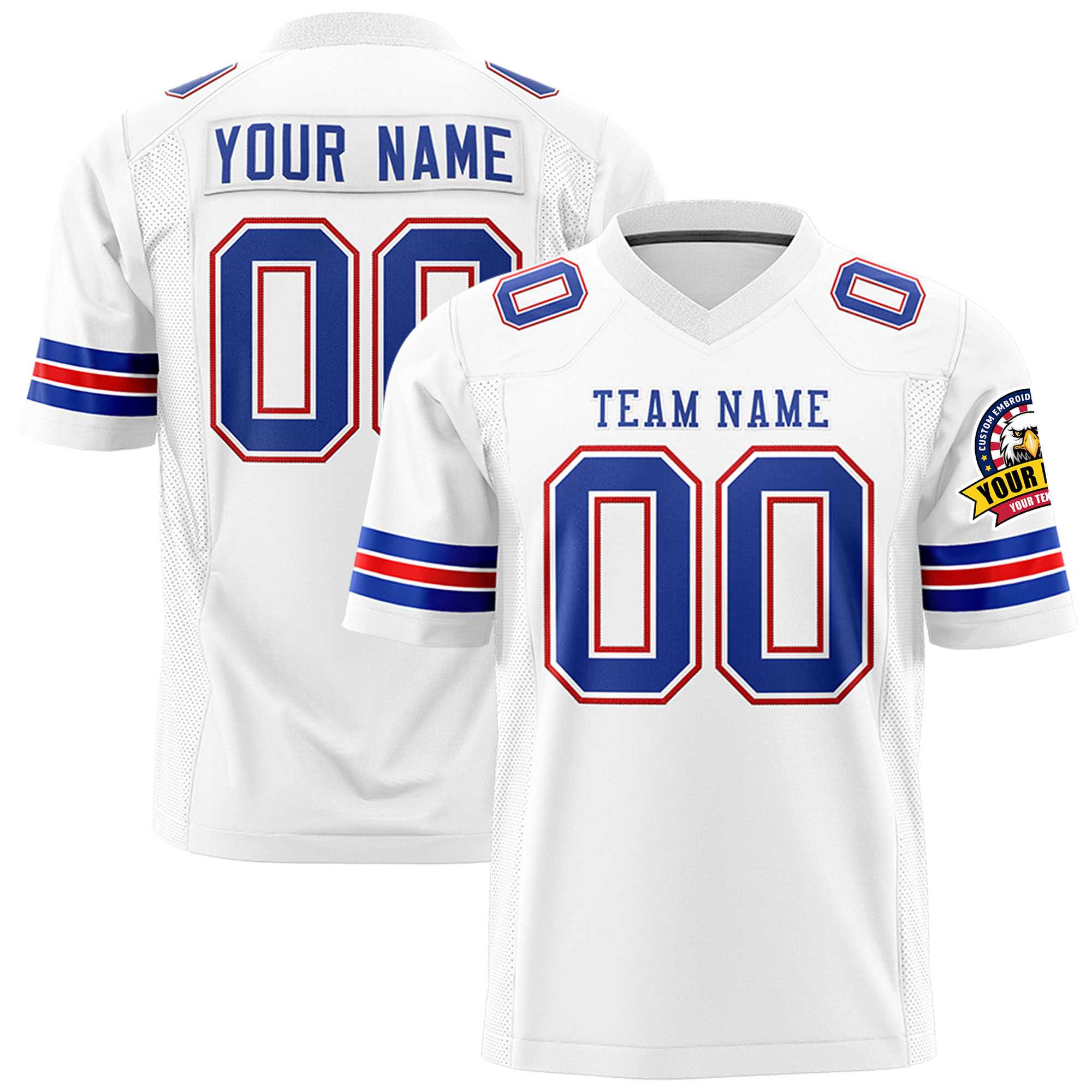 Custom White Royal Personalized Classic Authentic Football Jersey