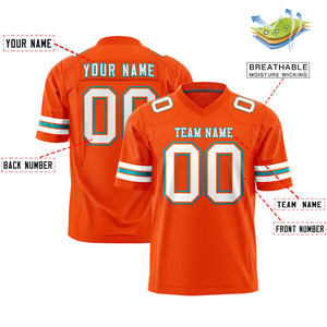 Custom Orange White-Aqua Personalized Classic Authentic Football Jersey