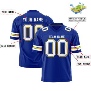 Custom Royal White Personalized Classic Authentic Football Jersey