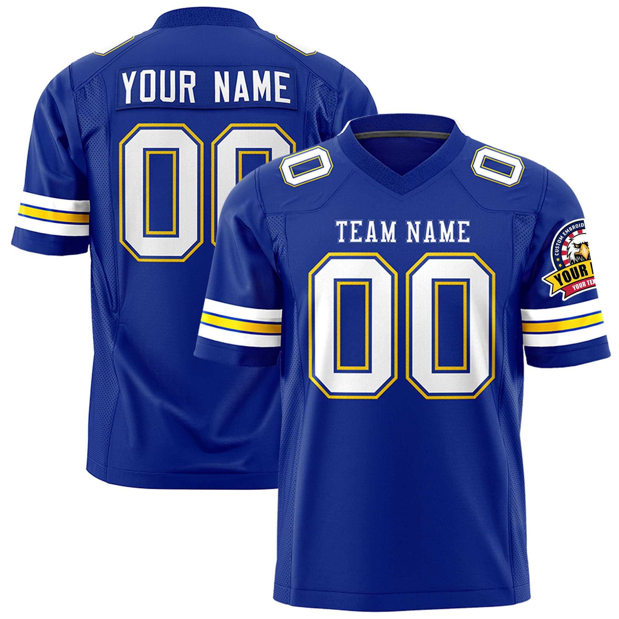 Custom Royal White Personalized Classic Authentic Football Jersey