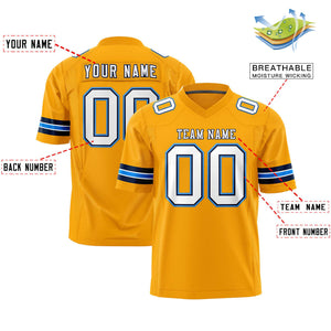 Custom Yellow White-Navy Personalized Classic Authentic Football Jersey