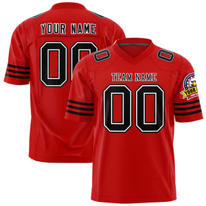 Custom Red Black-White Personalized Classic Authentic Football Jersey