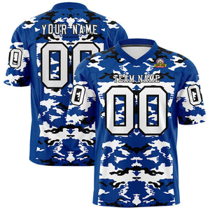 Custom Royal White-Black Personalized Camo Authentic Football Jersey