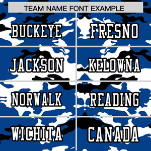 Custom Royal White-Black Personalized Camo Authentic Football Jersey