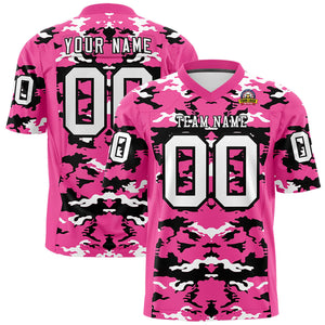 Custom Rose Red Black-White Personalized Camo Authentic Football Jersey