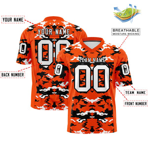 Custom Orange Black-White Personalized Camo Authentic Football Jersey